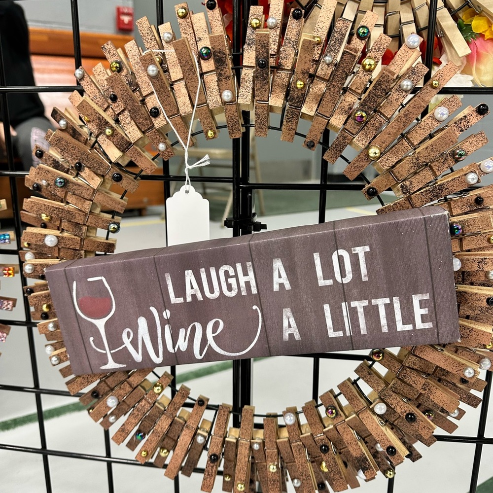 Handmade on of a kind clothespin wreath wall decor.